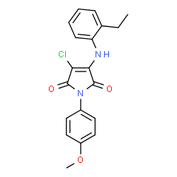 ChemSpider 2D Image | 3-Chloro-4-[(2-ethylphenyl)amino]-1-(4-methoxyphenyl)-1H-pyrrole-2,5-dione | C19H17ClN2O3
