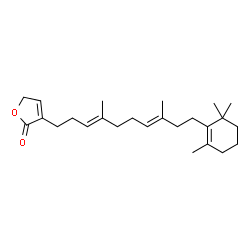 ChemSpider 2D Image | 3-[(3E,7E)-4,8-Dimethyl-10-(2,6,6-trimethyl-1-cyclohexen-1-yl)-3,7-decadien-1-yl]-2(5H)-furanone | C25H38O2