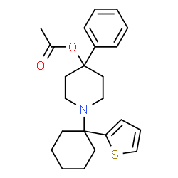 ChemSpider 2D Image | 4-Phenyl-1-[1-(2-thienyl)cyclohexyl]-4-piperidinyl acetate | C23H29NO2S