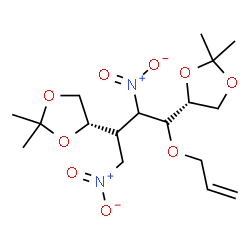 ChemSpider 2D Image | (4xi)-3-O-Allyl-4,5,6-trideoxy-5-[(4S)-2,2-dimethyl-1,3-dioxolan-4-yl]-1,2-O-isopropylidene-4,6-dinitro-D-ribo-hexitol | C17H28N2O9