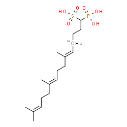 ChemSpider 2D Image | (5E,9E)-6,10,14-Trimethyl-1-phosphono(4-~14~C)-5,9,13-pentadecatriene-1-sulfonic acid | C1714CH33O6PS