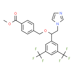 ChemSpider 2D Image | Methyl 4-({1-[3,5-bis(trifluoromethyl)phenyl]-2-(1H-imidazol-1-yl)ethoxy}methyl)benzoate | C22H18F6N2O3
