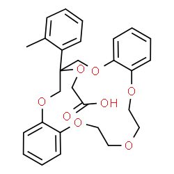 ChemSpider 2D Image | {[18-(2-Methylphenyl)-6,7,9,10,18,19-hexahydro-17H-dibenzo[b,k][1,4,7,10,13]pentaoxacyclohexadecin-18-yl]oxy}acetic acid | C28H30O8