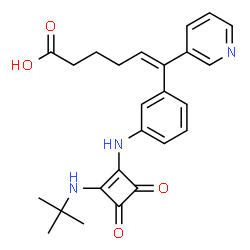 ChemSpider 2D Image | (5E)-6-[3-({2-[(2-Methyl-2-propanyl)amino]-3,4-dioxo-1-cyclobuten-1-yl}amino)phenyl]-6-(3-pyridinyl)-5-hexenoic acid | C25H27N3O4