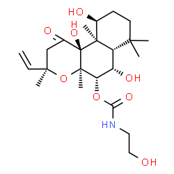 ChemSpider 2D Image | (3R,4aR,5S,6S,6aS,10S,10aR,10bS)-6,10,10b-Trihydroxy-3,4a,7,7,10a-pentamethyl-1-oxo-3-vinyldodecahydro-1H-benzo[f]chromen-5-yl (2-hydroxyethyl)carbamate | C23H37NO8