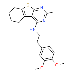 ChemSpider 2D Image | N-[2-(3,4-Dimethoxyphenyl)ethyl]-2-methyl-5,6,7,8-tetrahydro[1]benzothieno[2,3-d]pyrimidin-4-amine | C21H25N3O2S