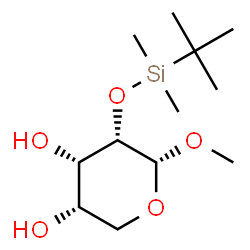 ChemSpider 2D Image | Methyl 2-O-[dimethyl(2-methyl-2-propanyl)silyl]-alpha-L-ribopyranoside | C12H26O5Si
