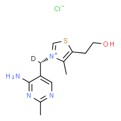 ChemSpider 2D Image | 3-[(S)-(4-Amino-2-methyl-5-pyrimidinyl)(~2~H_1_)methyl]-5-(2-hydroxyethyl)-4-methyl-1,3-thiazol-3-ium chloride | C12H16DClN4OS