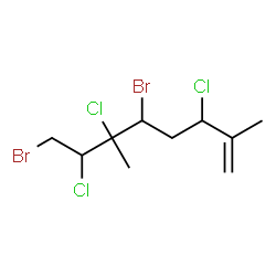 ChemSpider 2D Image | 5,8-Dibromo-3,6,7-trichloro-2,6-dimethyl-1-octene | C10H15Br2Cl3