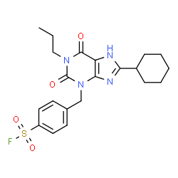 ChemSpider 2D Image | 4-[(8-Cyclohexyl-2,6-dioxo-1-propyl-1,2,6,7-tetrahydro-3H-purin-3-yl)methyl]benzenesulfonyl fluoride | C21H25FN4O4S