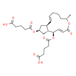 ChemSpider 2D Image | 5,5'-{[(1R,2E,6S,10E,11aS,13S,14aR)-6-Methyl-4-oxo-1,6,7,8,9,11a,12,13,14,14a-decahydro-4H-cyclopenta[f]oxacyclotridecine-1,13-diyl]bis(oxy)}bis(5-oxopentanoic acid) | C26H36O10