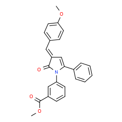 ChemSpider 2D Image | Methyl 3-[(3E)-3-(4-methoxybenzylidene)-2-oxo-5-phenyl-2,3-dihydro-1H-pyrrol-1-yl]benzoate | C26H21NO4