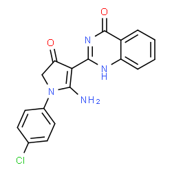 ChemSpider 2D Image | 2-[2-Amino-1-(4-chlorophenyl)-4-oxo-4,5-dihydro-1H-pyrrol-3-yl]-4(1H)-quinazolinone | C18H13ClN4O2