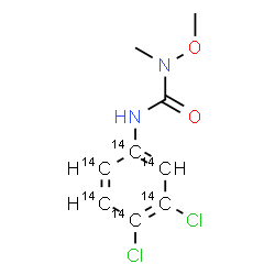 ChemSpider 2D Image | 3-[3,4-Dichloro(~14~C_6_)phenyl]-1-methoxy-1-methylurea | C314C6H10Cl2N2O2