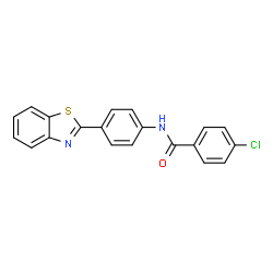 ChemSpider 2D Image | N-[4-(1,3-Benzothiazol-2-yl)phenyl]-4-chlorobenzamide | C20H13ClN2OS