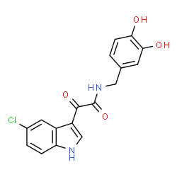 ChemSpider 2D Image | 2-(5-Chloro-1H-indol-3-yl)-N-(3,4-dihydroxybenzyl)-2-oxoacetamide | C17H13ClN2O4