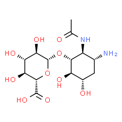 ChemSpider 2D Image | (1R,2S,3R,5S,6R)-2-Acetamido-3-amino-5,6-dihydroxycyclohexyl beta-D-glucopyranosiduronic acid | C14H24N2O10