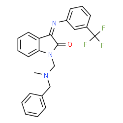ChemSpider 2D Image | (3Z)-1-{[Benzyl(methyl)amino]methyl}-3-{[3-(trifluoromethyl)phenyl]imino}-1,3-dihydro-2H-indol-2-one | C24H20F3N3O