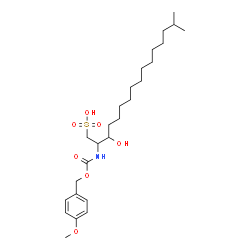ChemSpider 2D Image | 3-Hydroxy-2-({[(4-methoxybenzyl)oxy]carbonyl}amino)-15-methyl-1-hexadecanesulfonic acid | C26H45NO7S