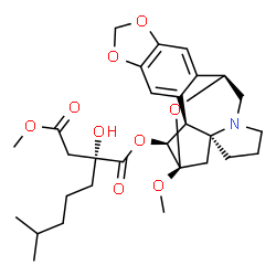 ChemSpider 2D Image | (2alpha,11beta)-O~3~-[(2R)-2-Hydroxy-2-(2-methoxy-2-oxoethyl)-6-methylheptanoyl]-1,2-dihydro-2,11-epoxycephalotaxine | C29H39NO9