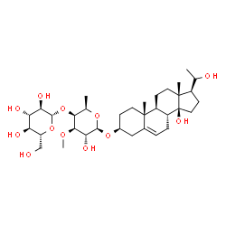 ChemSpider 2D Image | (3beta,14beta,17alpha,20R)-14,20-Dihydroxypregn-5-en-3-yl 6-deoxy-4-O-beta-D-glucopyranosyl-3-O-methyl-beta-D-galactopyranoside | C34H56O12