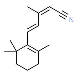 ChemSpider 2D Image | (2Z,4E)-3-Methyl-5-(2,6,6-trimethyl-1-cyclohexen-1-yl)-2,4-pentadienenitrile | C15H21N