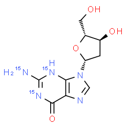 ChemSpider 2D Image | 2'-Deoxy(N~2~,N~4~,6-~15~N_3_)guanosine | C10H13N215N3O4