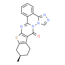 ChemSpider 2D Image | (11R)-11-Methyl-10,11,12,13-tetrahydro-14H-[1]benzothieno[2',3':4,5]pyrimido[2,1-a][1,2,4]triazolo[4,3-c]phthalazin-14-one | C19H15N5OS