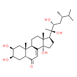 ChemSpider 2D Image | (2Î²,3Î²,5Î²,22R)-2,3,14,20,22-Pentahydroxyergost-7-en-6-one | C28H46O6