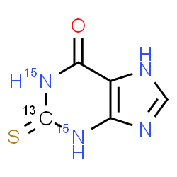 ChemSpider 2D Image | 2-Thioxo(2-~13~C,1,3-~15~N_2_)-1,2,3,7-tetrahydro-6H-purin-6-one | C413CH4N215N2OS