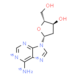 ChemSpider 2D Image | 2'-Deoxy(N~6~,N~6~,N~8~-~15~N_3_)adenosine | C10H13N215N3O3