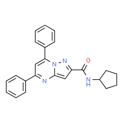 ChemSpider 2D Image | N-Cyclopentyl-5,7-diphenylpyrazolo[1,5-a]pyrimidine-2-carboxamide | C24H22N4O