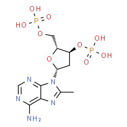 ChemSpider 2D Image | 2'-Deoxy-8-methyladenosine 3',5'-bis(dihydrogen phosphate) | C11H17N5O9P2