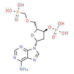 ChemSpider 2D Image | 2'-Deoxy-5'-O-(phosphonomethyl)adenosine 3'-(dihydrogen phosphate) | C11H17N5O9P2