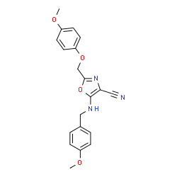 ChemSpider 2D Image | 5-(4-Methoxy-benzylamino)-2-(4-methoxy-phenoxymethyl)-oxazole-4-carbonitrile | C20H19N3O4