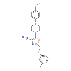 ChemSpider 2D Image | 5-[4-(4-Methoxyphenyl)-1-piperazinyl]-2-[(3-methylphenoxy)methyl]-1,3-oxazole-4-carbonitrile | C23H24N4O3