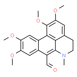 ChemSpider 2D Image | 1,2,9,10-Tetramethoxy-6-methyl-5,6-dihydro-4H-dibenzo[de,g]quinoline-7-carbaldehyde | C22H23NO5