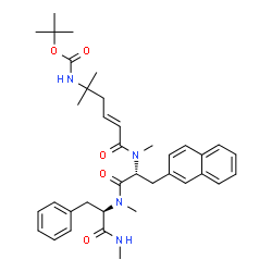 ChemSpider 2D Image | N-Methyl-N-[(2E)-5-methyl-5-({[(2-methyl-2-propanyl)oxy]carbonyl}amino)-2-hexenoyl]-3-(2-naphthyl)-D-alanyl-N,Nalpha-dimethyl-D-phenylalaninamide | C37H48N4O5