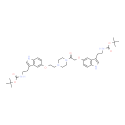 ChemSpider 2D Image | 2-Methyl-2-propanyl {2-[5-(2-{4-[({3-[2-({[(2-methyl-2-propanyl)oxy]carbonyl}amino)ethyl]-1H-indol-5-yl}oxy)acetyl]-1-piperazinyl}ethoxy)-1H-indol-3-yl]ethyl}carbamate | C38H52N6O7