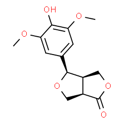 ChemSpider 2D Image | (3aR,4R,6aR)-4-(4-Hydroxy-3,5-dimethoxyphenyl)tetrahydro-1H,3H-furo[3,4-c]furan-1-one | C14H16O6