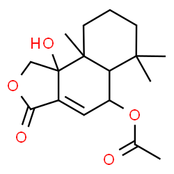 ChemSpider 2D Image | 9b-Hydroxy-6,6,9a-trimethyl-3-oxo-1,3,5,5a,6,7,8,9,9a,9b-decahydronaphtho[1,2-c]furan-5-yl acetate | C17H24O5