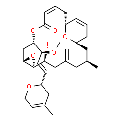 ChemSpider 2D Image | (1R,3S,7S,8S,10S,12S,15Z,18R)-7-Hydroxy-12-{(1S,2E)-1-methoxy-3-[(2S)-4-methyl-3,6-dihydro-2H-pyran-2-yl]-2-propen-1-yl}-3-methyl-5-methylene-9,13,22-trioxatricyclo[16.3.1.0~8,10~]docosa-15,19-dien-14
-one | C31H44O7