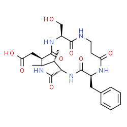 ChemSpider 2D Image | [(3S,6S,9S,12S)-12-Benzyl-9-[(2S)-2-butanyl]-3-(hydroxymethyl)-2,5,8,11,14-pentaoxo-1,4,7,10,13-pentaazacyclohexadecan-6-yl]acetic acid | C25H35N5O8