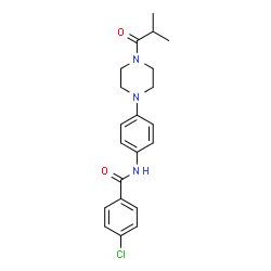 ChemSpider 2D Image | 4-Chloro-N-[4-(4-isobutyryl-1-piperazinyl)phenyl]benzamide | C21H24ClN3O2