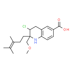 ChemSpider 2D Image | 3-Chloro-2-(3,4-dimethyl-3-penten-1-yl)-2-(methoxymethyl)-1,2,3,4-tetrahydro-6-quinolinecarboxylic acid | C19H26ClNO3
