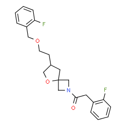 ChemSpider 2D Image | 1-(7-{2-[(2-Fluorobenzyl)oxy]ethyl}-5-oxa-2-azaspiro[3.4]oct-2-yl)-2-(2-fluorophenyl)ethanone | C23H25F2NO3