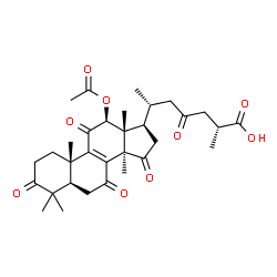 ChemSpider 2D Image | (12beta,25R)-12-Acetoxy-3,7,11,15,23-pentaoxolanost-8-en-26-oic acid | C32H42O9