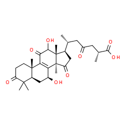 ChemSpider 2D Image | (7beta,25R)-7,12-Dihydroxy-3,11,15,23-tetraoxolanost-8-en-26-oic acid | C30H42O8