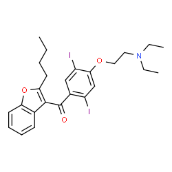 ChemSpider 2D Image | (2-Butyl-1-benzofuran-3-yl){4-[2-(diethylamino)ethoxy]-2,5-diiodophenyl}methanone | C25H29I2NO3