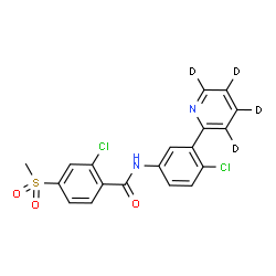 ChemSpider 2D Image | 2-Chloro-N-{4-chloro-3-[(~2~H_4_)-2-pyridinyl]phenyl}-4-(methylsulfonyl)benzamide | C19H10D4Cl2N2O3S